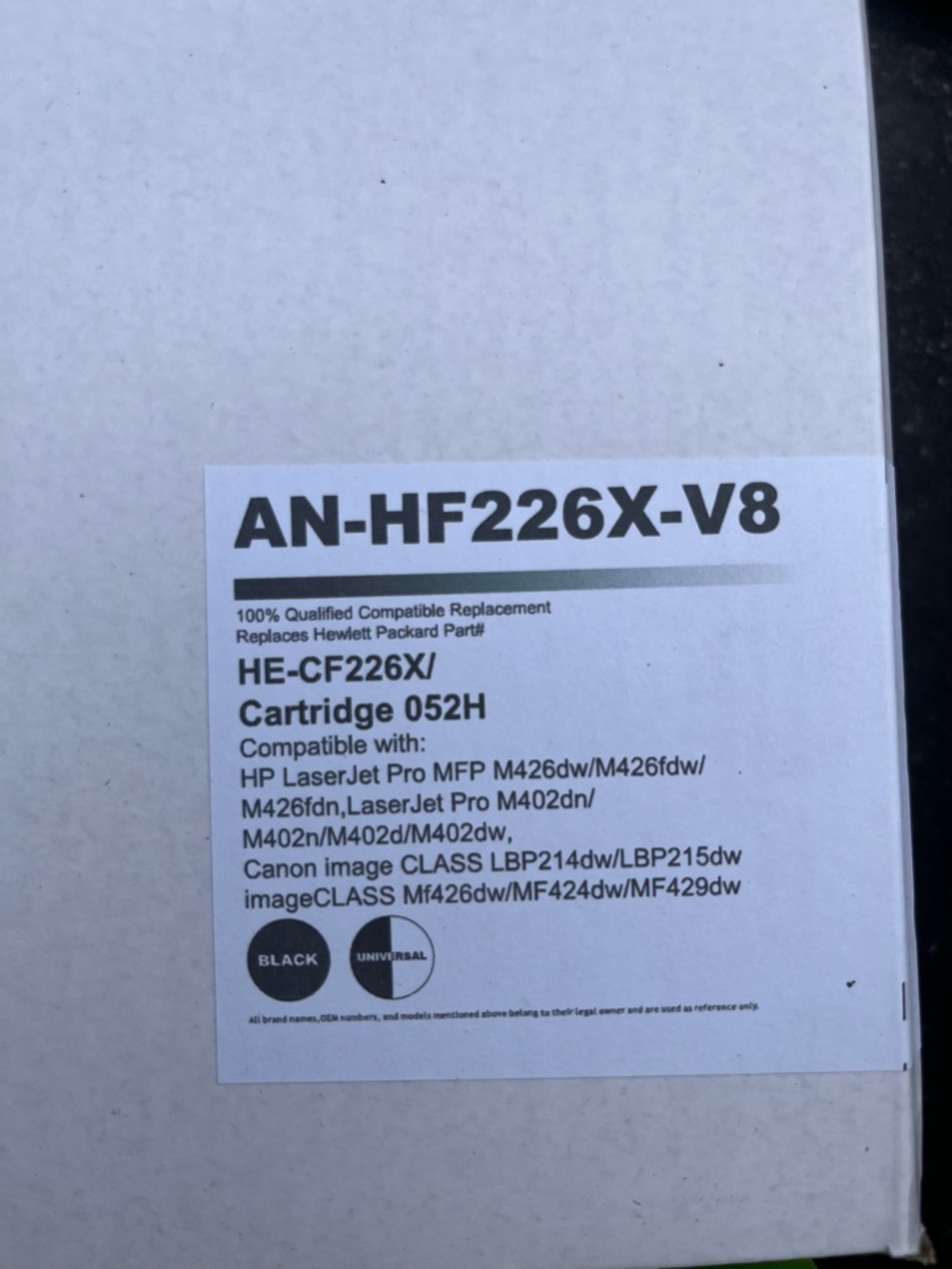 2 pack Premium Toner Cartridge AN-HF226X-V8 - Picture 2 of 2